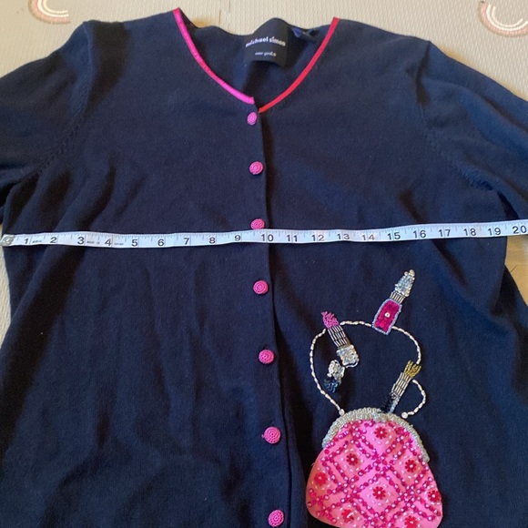 Michael Simon Y2K Cardigan Embroidered Beaded Makeup and Purse Sweater - Picture 6 of 7